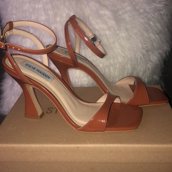Cognac/Brown Steve Madden Heeled Sandals - Picture 2 of 5